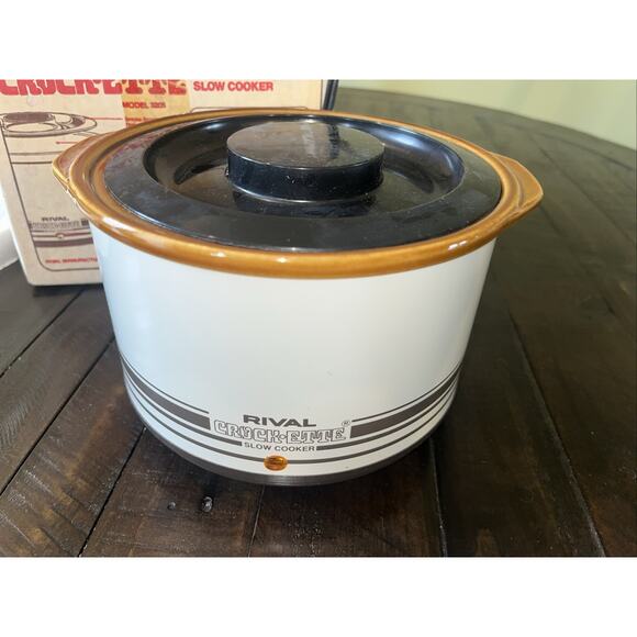 NIB New Vintage Rival Crock-Ette Stoneware Slow Cooker 1 Quart Almond Kitchen - Picture 6 of 9